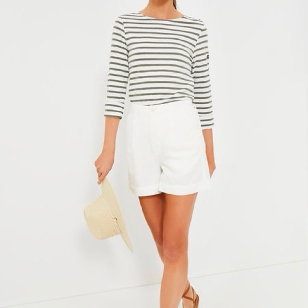 NWT Alex Mill ‘Twill Pleated Shorts’ in “Ecru” White Size 10